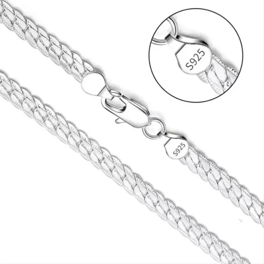 8 Inch 925 Silver Bracelet 5MM Side Chain Bracelet For Woman Man Fashion Jewelry